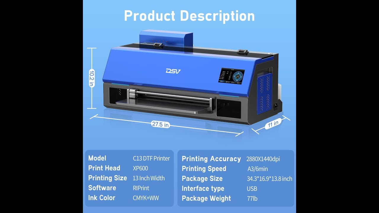 DSV A3 Plus XP600 DTF Printer Review: Fast Printing & Smart Features