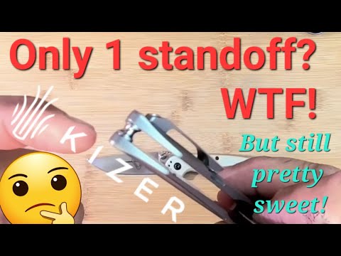 Kizer Frame Lock with ONE stand off? But it's still pretty cool Theta Ti s35vn it's a Quiet Carry!