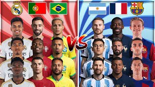 Madrid & Portugal & Brazil 🆚 Barcelona & Argentina & France (Ronaldo, Messi, Mbappe, Neymar Jr)💪⚽🔥