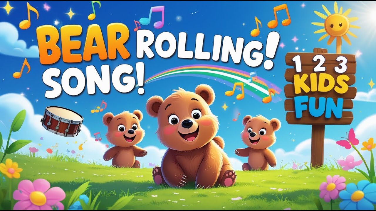 5 Little Bear Rolling Song for Kids 🐻 | Fun Counting Rhyme | Cute & Musical Learning for Children