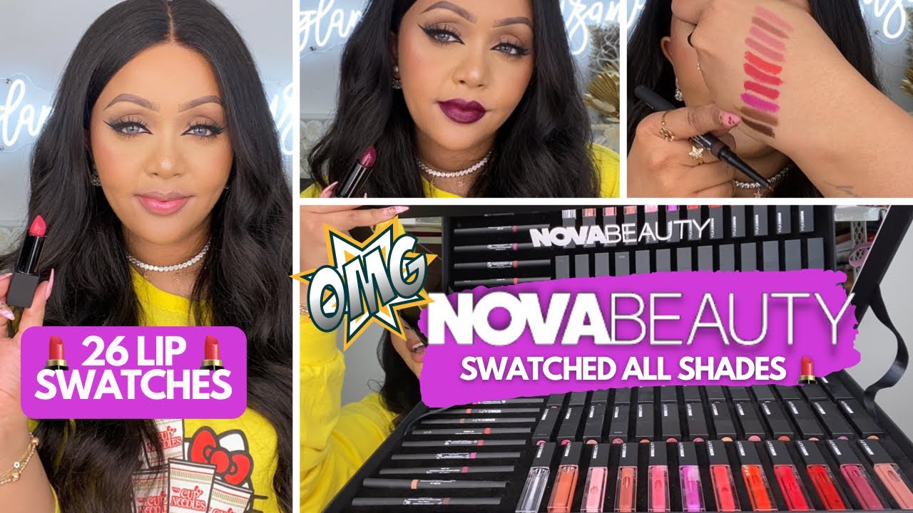 NOVA BEAUTY NEW BRAND 💄 ALL 26 LIPSTICKS SWATCHED 😍 FASHION NOVA LIPLINERS, LIPGLOSS