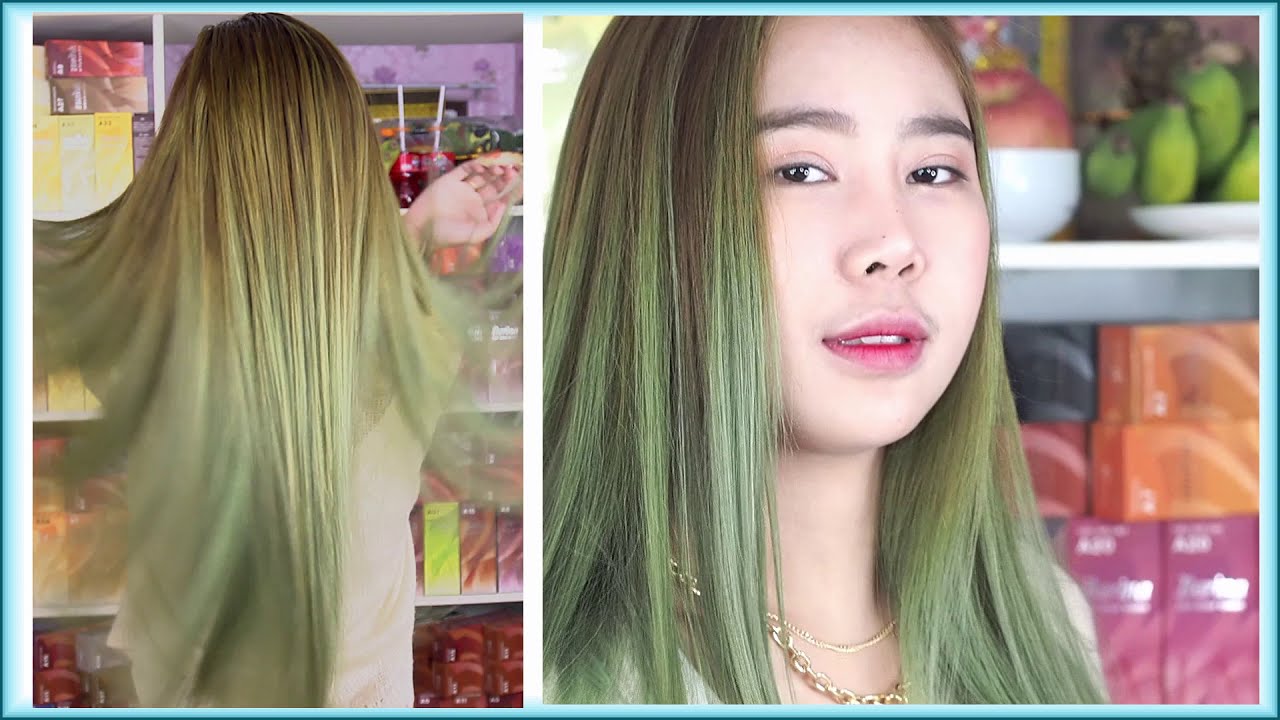 ทำสีบลอนด์เขียวหม่น Blonde Green Gray - Youtube