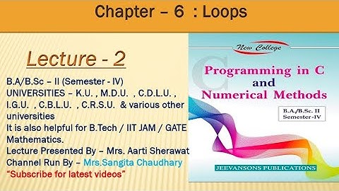 Chapter-6||Loops|Part-2|Programming in C|B.A. /B.Sc.2nd year| Semester-4th