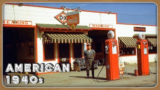 1940s UNSEEN Color Photos - Gas Station America 1940s