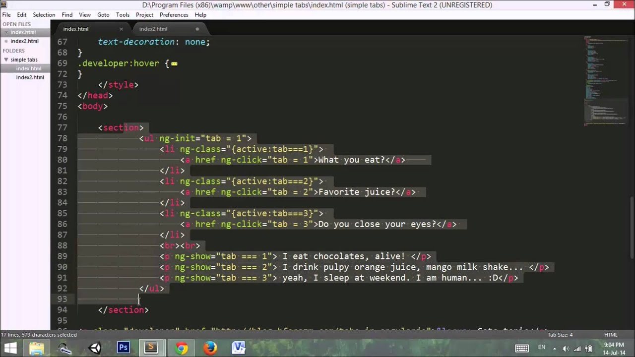 Tutorial 13: Tabs in AngularJS | Working with tabs - YouTube