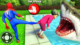I Played as SpiderMan VS Miss T and Saw Shark... Scary Teacher 3D