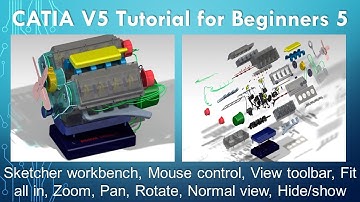 CATIA Tutorials - Use of mouse, View tool, Zoom, Pan, Rotate, Hide/show