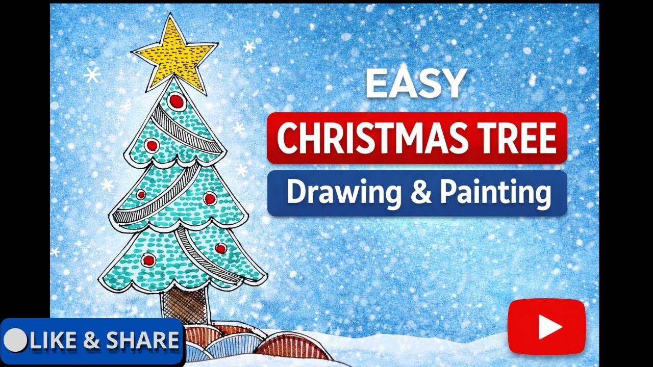 Christmas Tree इतनी जल्दी? यकीन नहीं होगा! 😲 | Easy Christmas Tree Drawing / Painting 🌲🎨