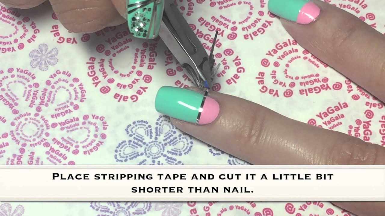 Tape nail art, beginners level / Маникюр с блестящими лентами