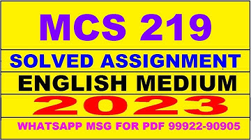 mcs 219 solved assignment 2023 | mcs 219 solved assignment in english 2022-2023 | mcs 219 2023