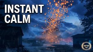 Serene Nighttime Scene with Floating Lanterns | Focus Music