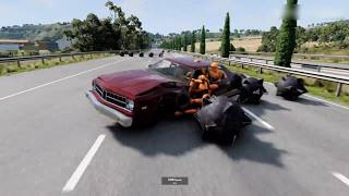 Cars Face Giant Roadblock Obstacles on a Dangerous Highway | BeamNG Drive
