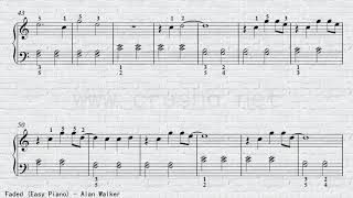 Faded Alan Walker Easy Piano Cover Sheet Music Beginner