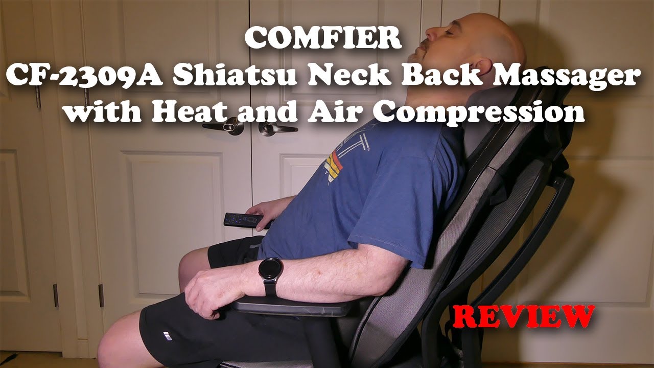 Comfier Air Compression Shiatsu Neck Back Massager Seat Cushion Kneading  Rolling Massage Chair Pad with Heat, Gray