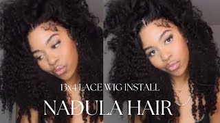 NATURAL CURLY LACE FRONTAL WIG INSTALL ft. Nadula Hair