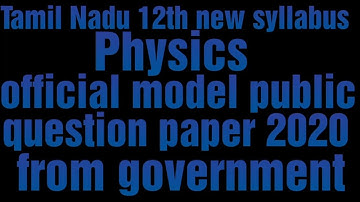 TN 12th new syllabus Physics official model public question paper 2020 from government | vijaya 12th