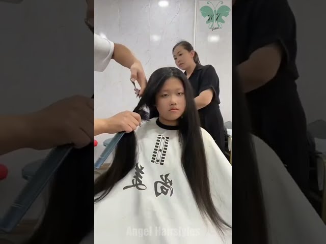 two girls long hair to short hair style