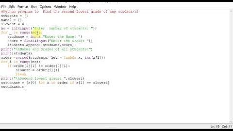 Python program to  Find the second lowest grade of any student