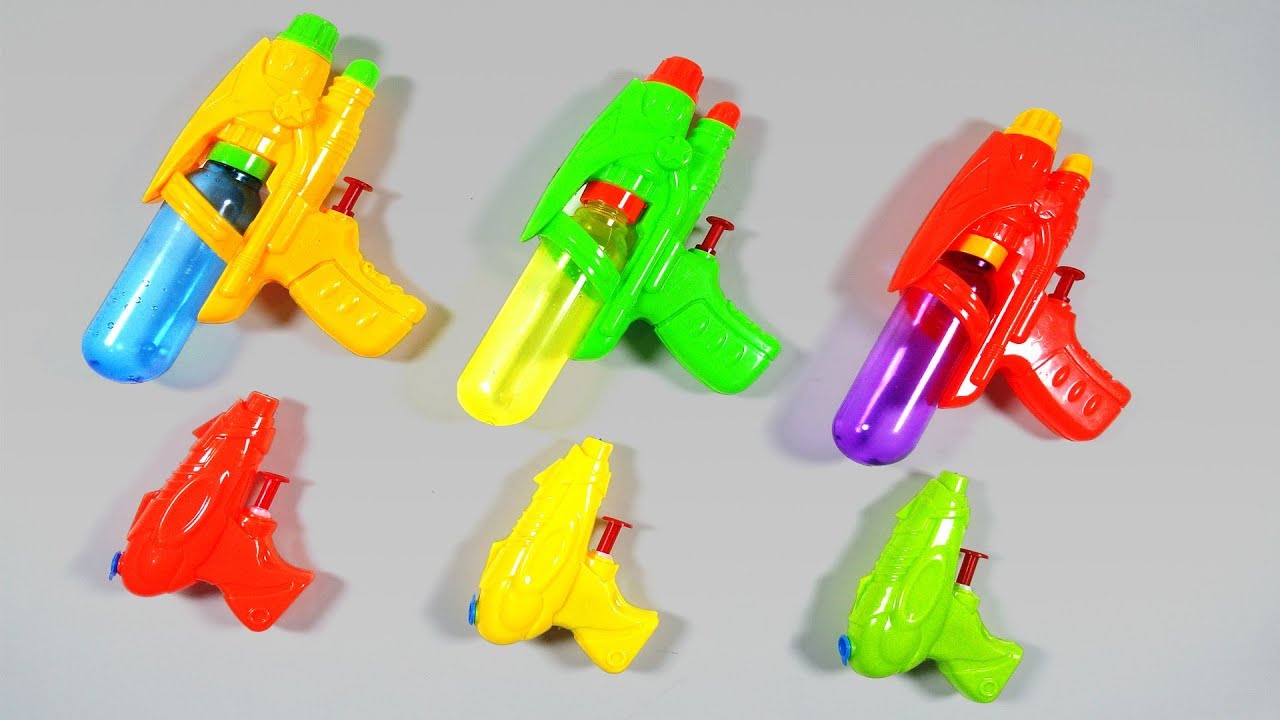 Toy Guns Toys - Learn Colors with Many Green Orange and Yellow Toy ...