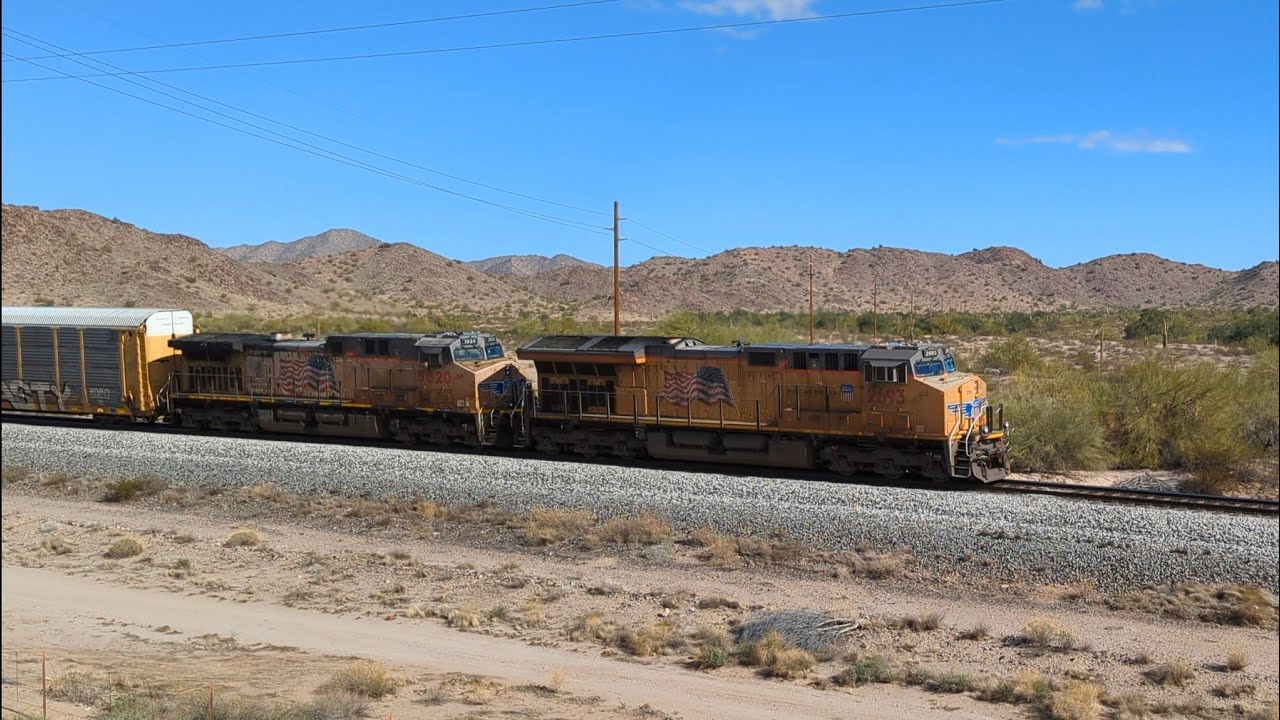 Dynamic Brakes Howling, Union Pacific 2693 Leads 200Car Intermodal