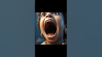 Little krishna open his mouth to show universe.