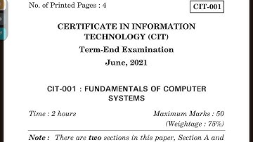 CIT-001 : FUNDAMENTALS OF COMPUTER SYSTEMS JUNE 2021 previous year question paper