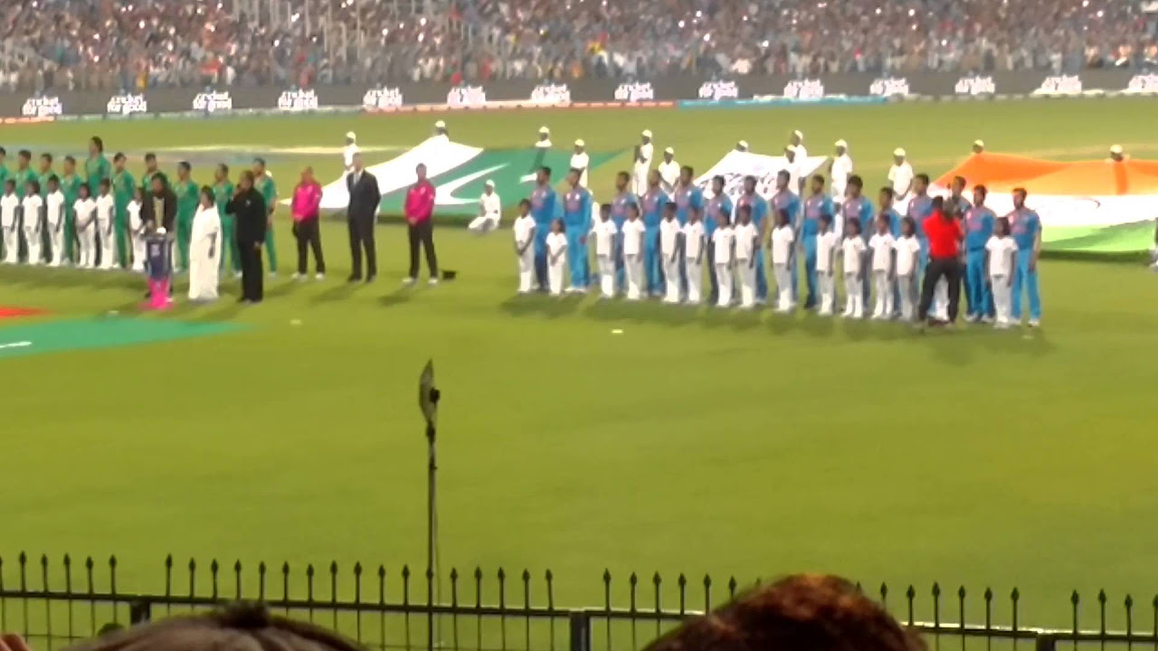 Amitabh Bachchan singing the national anthem at Eden Gardens for india pakistan world cup match