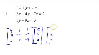 Day 6 HW (10 to 11) Solving a System of Equations Using Matrices On a TI 84