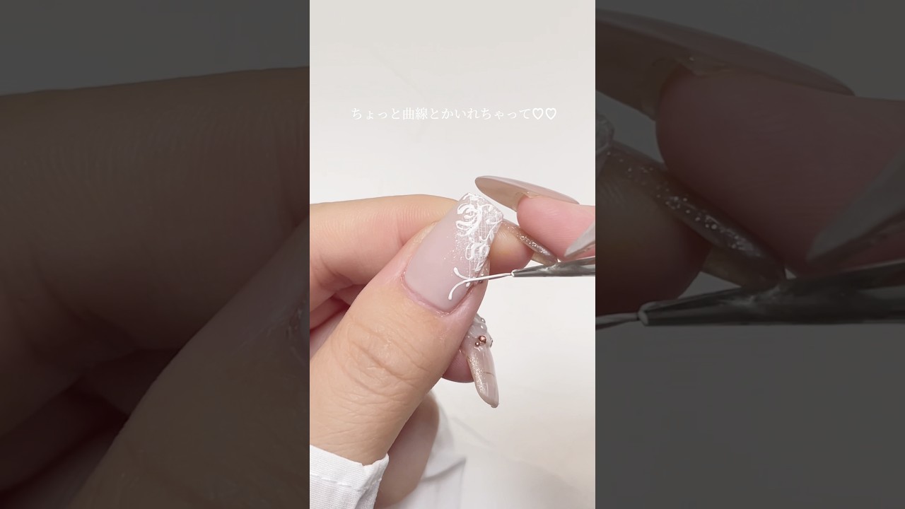 レースネイル手描きしてみた♡♡ #ネイル #お花ネイル #nails #レースネイル