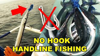 How to Catch Fish Using Microfiber Material (NO HOOK),  "Balo" Needlefish Traditional Fishing