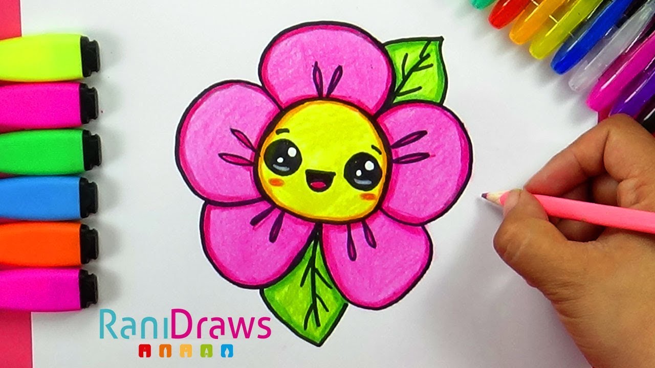 How to draw a cute FLOWER - Cómo dibujar una FLOR kawaii - YouTube