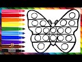 Dibuja y Colorea Una Mariposa POP IT 🦋🔴🟠🟡🟢🔵🟣🌈 Dibujos Para Niños