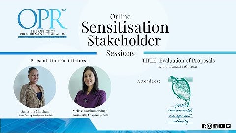 OPR Stakeholder Sensitisation Session - Evaluation of Proposals -  August 12 2021