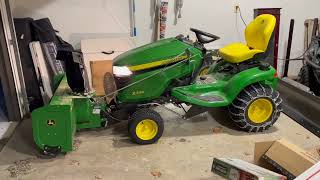 John Deere X380 with 44 Inch Snow blower attachment review.