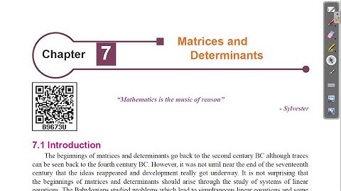 11 maths CHAPTER 7 – Matrices and Determinants Tamil Nadu government new book
