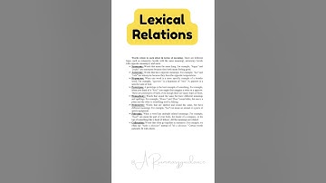 Lexical Relations| Language and Linguistics| Instant Essay for Exam Success @ARsummaryguidance