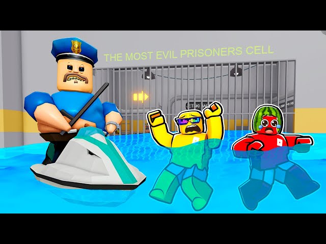 WATER BARRY'S PRISON RUN in Roblox (New Scary Obby #Roblox) class=