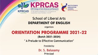 KPRCAS - English :Orientation Programme 2021
