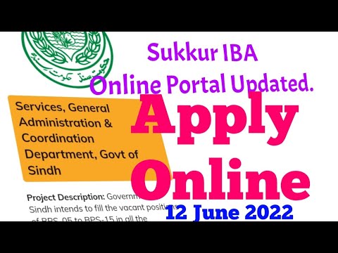 Portal Updated| Apply Online| IBA BSP05-15 Jobs| SINDH Government| Sukkur IBA