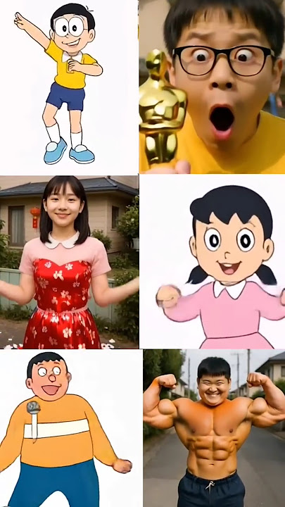Doraemon image Real Life:🤯 Nobita, Doraemon, Shizuka, Suneo, Jaian #shorts #doraemon