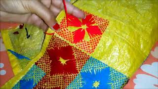 Table mat stitch on Plasti Sack. Hand embroidery on plastic Sack. Hand embroidery. Supriya Talukder.