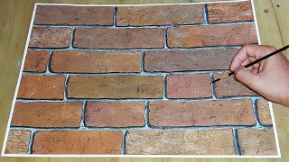 How to Paint Bricks Acrylic Easy / Bricks Acrylic Painting for Beginners / STEP by STEP