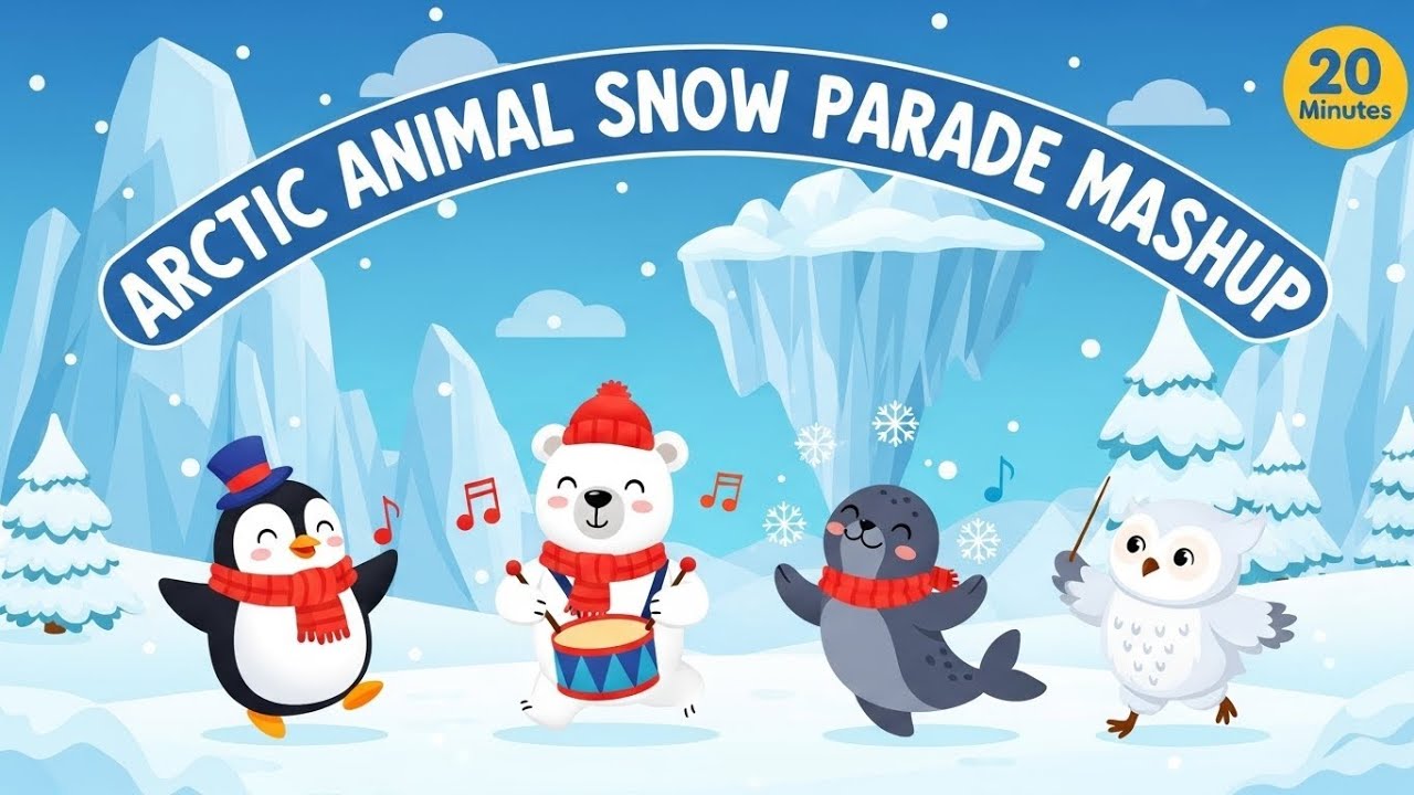 Arctic Animal Snow Parade Mashup | Learn with Polar Animals for Kids | Animagic Studio
