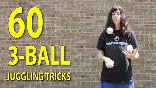 60 3-Ball Juggling Tricks From Easy to Hard (with slow motion)