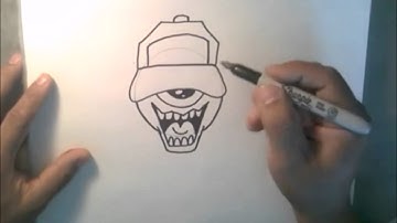 How to draw one eye graffiti character