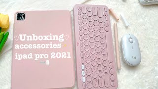 accessories iPad Pro 2021 & apple pencil 2 Unboxing🖱⌨️ แกะกล่องอุปกรณ์เสริมของไอแพดโปร @m2cute