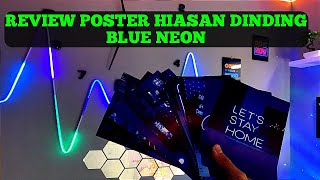 DESAIN KAMAR TIDUR COWOK AESTHETIC 🛑REVIEW POSTER HIASAN DINDING BLUE NEON