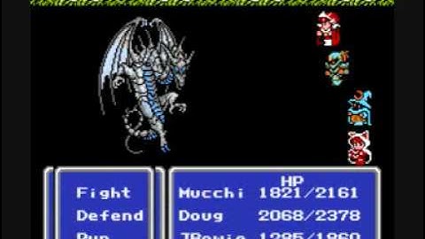 Final Fantasy III - NES Boss Fight - Bahamut (without Wall/Reflect)