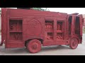阿木爷爷打造榫卯结构的消防卡车，上百个零件组装完成，全程无钉子【阿木爷爷】