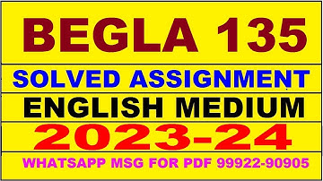 begla 135 solved assignment 2023-24 | begla 135 solved assignment in english 2024 | begla 135 2024